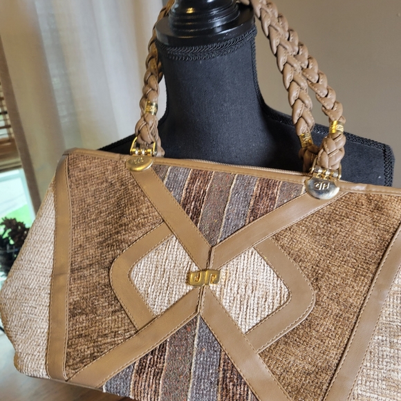 VINTAGE 80'S PIER GIORGIO MADE IN ITALY CHENILLE PATCHWORK BAG - Picture 2 of 9